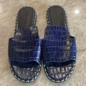 Sigerson Morrison Estee Navy Croc Slide Sandal -size 10(40) - Just like NEW